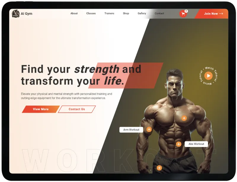 ai gym project screenshot on tablet