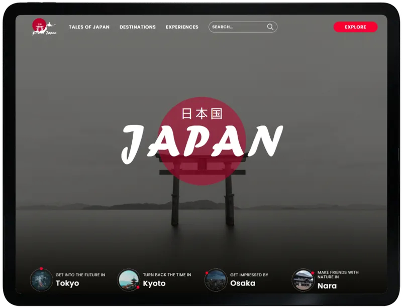 japan project screenshot on tablet